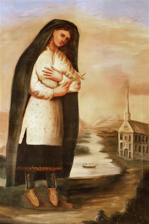 Kateri Tekakwitha, Gemälde von Pater Claude Chauchetière (um 1690)